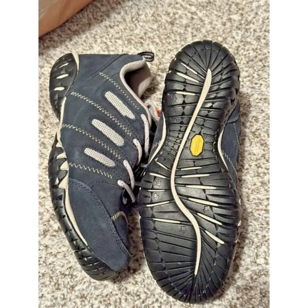 Rockport Works Men's‎ 7.5 Steel Toe Vibram Navy Blue Hiking Boots Shoes